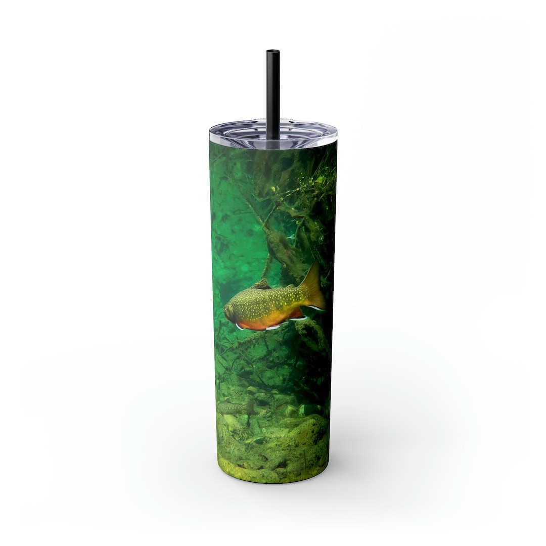 Underwater Scene Brook Trout's Watery World Skinny Tumbler With Straw, 20oz Etsy