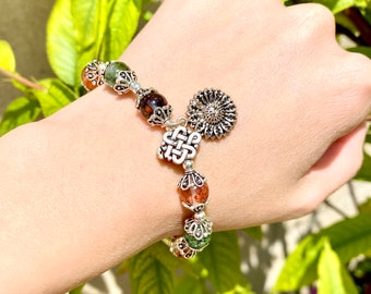 Handmade Gemstone Bracelet, Real Silver Charm, Healing Jewelry