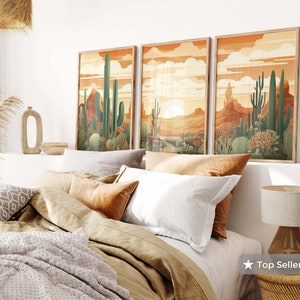 Arizona Desert Landscape Digital Print, Vibrant Cactus Wall Art, Botanical Decor, Mid-Century Modern, Nature & Wilderness Artwork, 2:3 AR