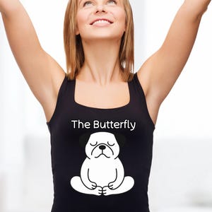 Mindful Pug Racerback Tank, Cute Pet Tank, Dog Lover Gift, Meditation Top, Cute Yoga Shirt, Funny Dog Apparel