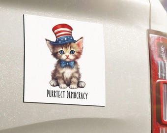 Purrtect Democracy Car Fridge Magnet - Funny Political Protest 1st Amendment Bumper Magnet for Cat Lovers