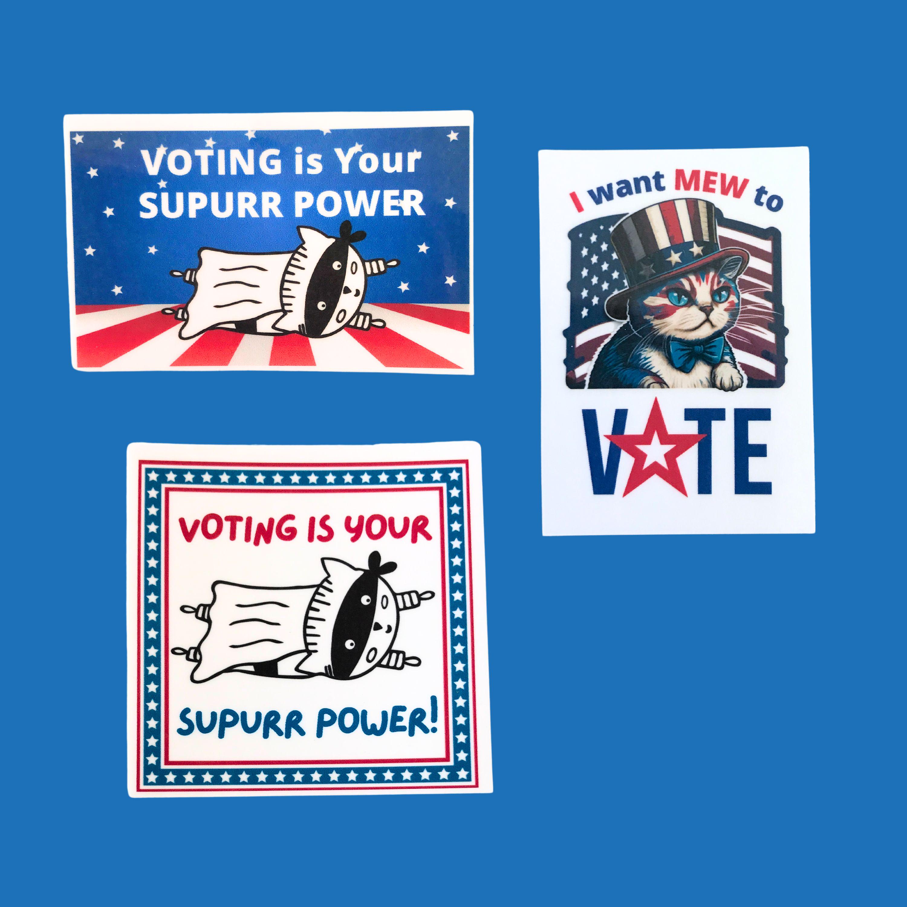 Voting Paper Stickers Voter Sticker Pack - Voting is Your Supurr Power Cat Sticker, Super ...