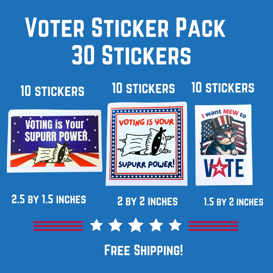 Voter Sticker Pack - Voting is Your Supurr Power Cat Sticker, Super ...