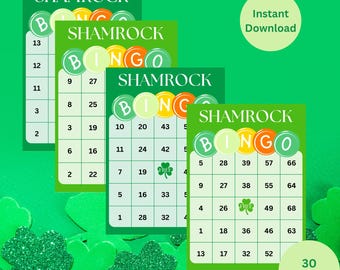 Shamrock Bingo: juegos del día de San Patricio, juegos de fiesta del día de San Patricio, descarga instantánea de juegos divertidos para fiestas, día de San Patricio, juegos divertidos del día de San Patricio