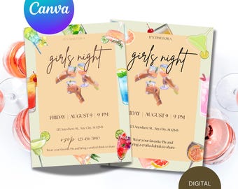 Girls Night Invitation Template: Editable Bachelorette Party Evite (Canva Digital Download)