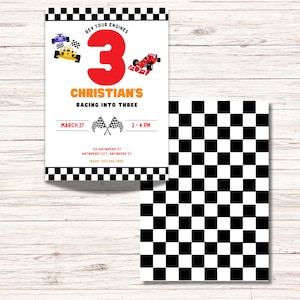 Race Car Birthday Invitation, Editable Canva Template, Custom Kids Party Invite, DIY Childrens Birthday Party Evite, Instant Download Invite