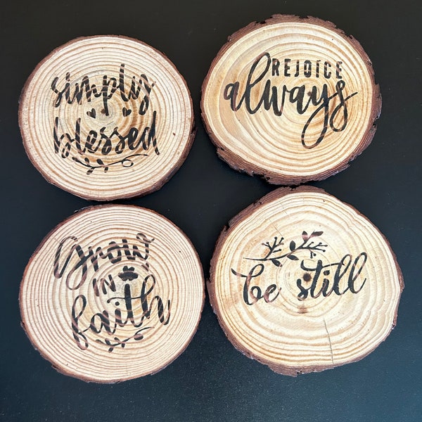 Christian Coasters, Wooden Coaster Set, Religious Coaster, Scripture Coaster, Rustic Coasters