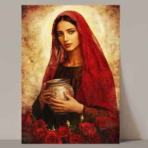 Arte Sagrado de María Magdalena – Obra de Arte Digital Divina Femenina / Rosa Divina / Decoración de Altar / Arte de Pared Místico / Archivo Imprimible