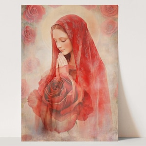 Arte Sagrado de María Magdalena – Obra de Arte Digital Divina Femenina / Rosa Divina / Decoración de Altar / Arte de Pared Místico / Archivo Imprimible