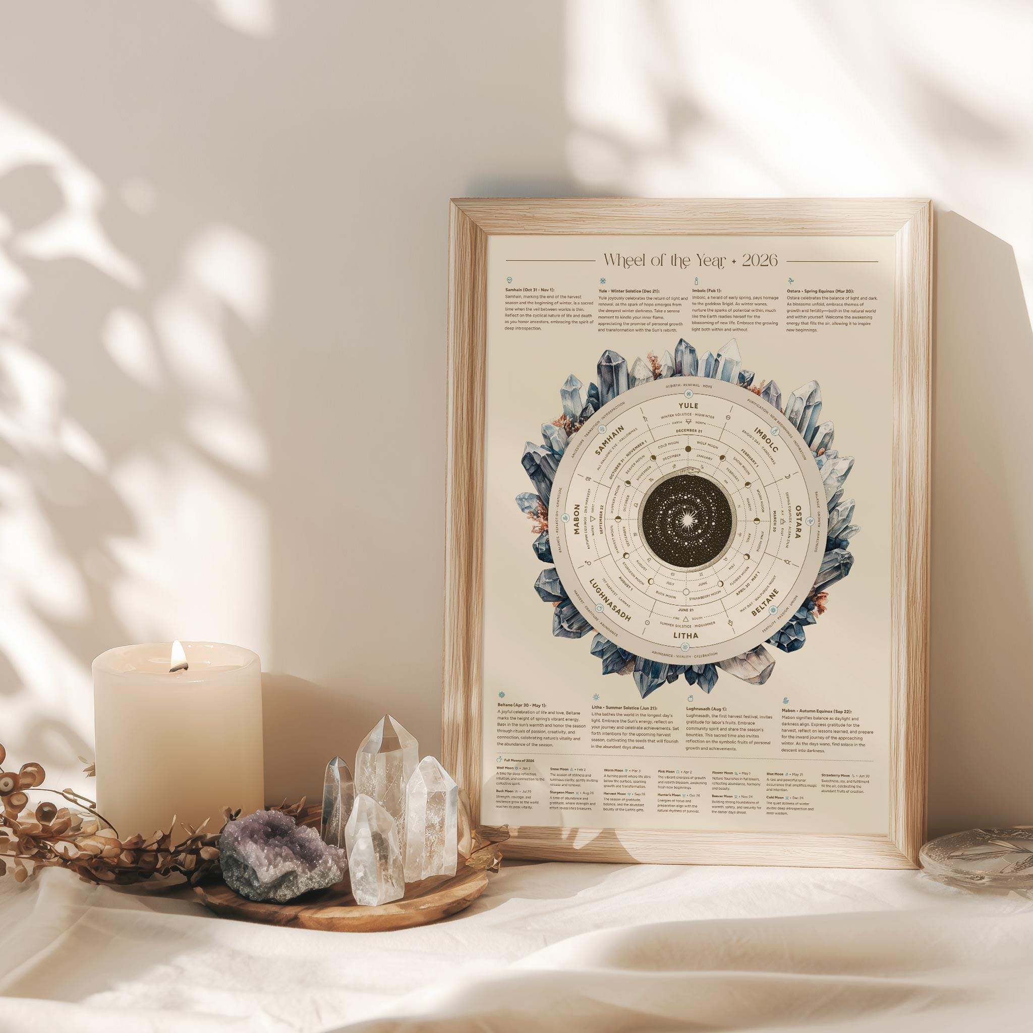 2026 Wheel of the Year Poster: Pagan Sabbats, Full Moons Calendar ...