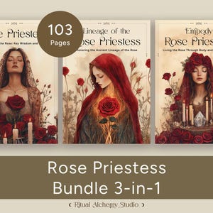 May include: A bundle of three books titled "Rose Priestess." Each book cover features a woman with roses and candles. The bundle includes 103 pages and is from Ritual Alchemy Studio.