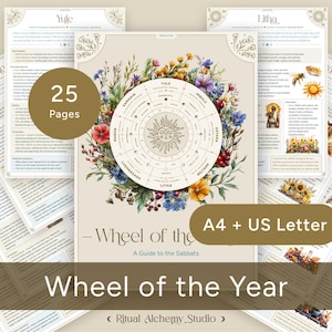 Wheel of the Year Printable | Sabbats Bundle | Sabbat Cheat Sheets | Book of Shadows, Grimoire, Witchcraft Pages, Sacred Rituals