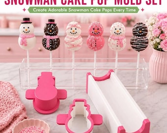 Snowman Cake Pop Mold Set | 2 inch Snowman Cake Pop Maker with Cutter, Press & 6-Slot Tray | Christmas Baking Mold
