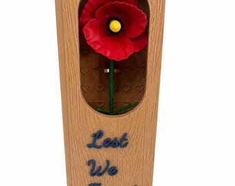 Poppy Remembrance Flower Box | Lest We Forget Memorial Decor | Veteran Tribute Gift | 3D Printed Keepsake Box | Military Memorial Display