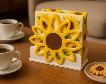 Square Sunflower Napkin Holder – Bright & Cheerful Tabletop Accent