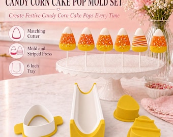 Candy Corn Cake Pop Mold Set with Press, Cutter and 6-Inch Tray | Halloween Cake Pop Maker | Custom Colors draft