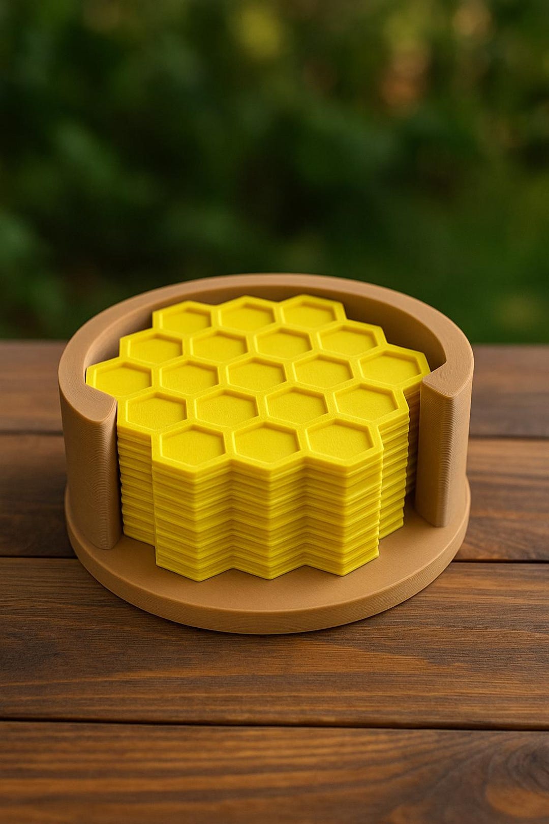 3D Printed Honeycomb Bee Coaster Set: Yellow Hexagon Table Decor - Etsy
