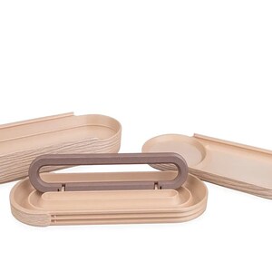 Organizador de escritorio de madera natural / Bandeja modular minimalista con soporte para teléfono y espacio de almacenamiento / Accesorios modernos para el hogar y la oficina