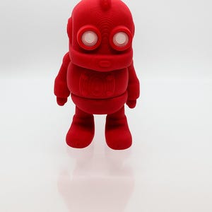Articulated Steampunk Robot Figure – 3D Printed Red Collectible Toy with Retro Sci-Fi Vibes
