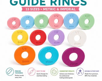 Rolling Pin Guide Rings | Dough Thickness Spacer Guides | Metric & Imperial Baking Rings | Fondant Cookie Dough Tools