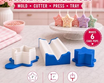 2 Inch Star Cake Pop Mold Set with Press and Display Tray | Star Cake Pop Maker | Cake Pop Mold | Baking Mold | Dessert Decorating Tool