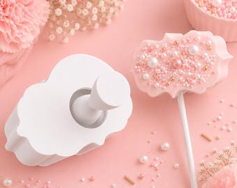 Scalloped Rectangle Cake Pop Mold with Pop Press Tool | Decorative Cake Pop Maker | Chocolate Candy Mold | Party Dessert Treats