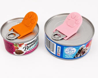 Pet Food Can Opener Set of 2 | Easy Pull Tab Opener for Cat Food and Dog Food Cans | Paw Print Kitchen Gadget