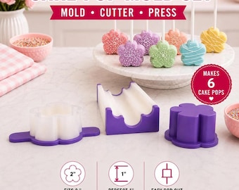 2 Inch Daisy Cakesicle Mold Set with Display Stand | Daisy Cake Mold and Press | Cake Pop Dessert Tool | Custom Color