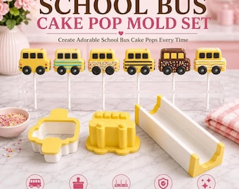 School Bus Cake Pop Mold Set with Press, Cutter and 6-Inch Display Tray | School Bus Cake Pop Maker | Custom Colors