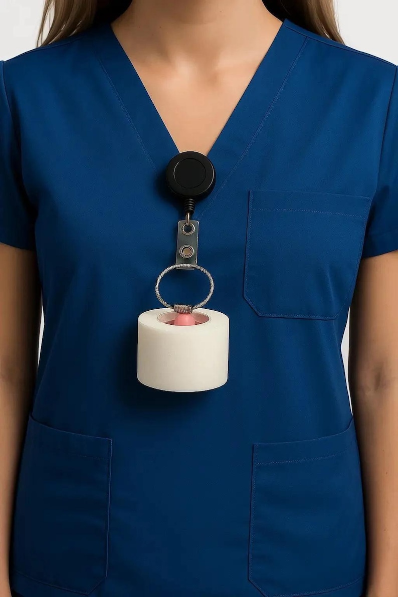 Coban Tape Holder for Nurses - 1" Medical Tape Dispenser with Steel Key Ring | EMS, Paramedic, Phlebotomist, Nurse Badge Accessory image 2