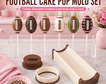 2 Inch Football Cake Pop Mold Set | Football Cake Pop Maker with Cutter, Press & 6-Inch Tray | Sports Theme Baking Mold