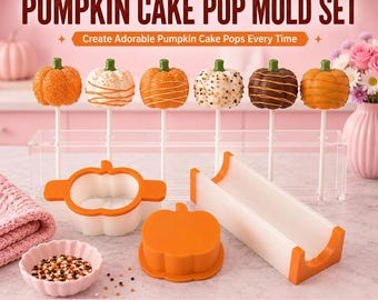 2 Inch Pumpkin Cake Pop Mold Set with Press Tool and 6-Inch Tray | Halloween Cake Pop Maker | Fall Baking Mold