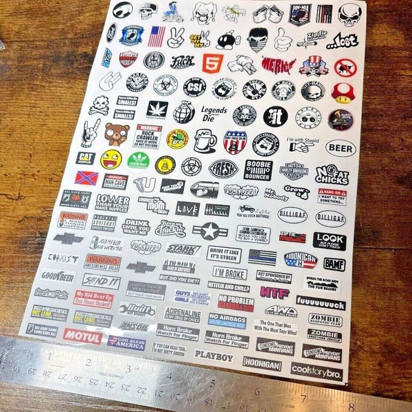 137 precut RC Stickers! Sticker Bomb Scale Decal Sheet - 1/10, 1/8, 1/5 Stickerbomb