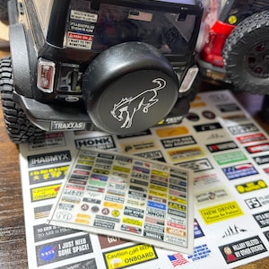 1/10-1/8 & 1/24-1/18 scale RC Bumper Stickers - 71 total PRE-CUT! High Detail! Fits Traxxas, Axial, trx4, trx4m, scx, scx24 and more!