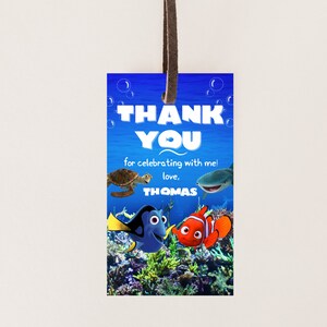 Editable Finding Nemo Thank You Tag Template Boy Birthday - Etsy