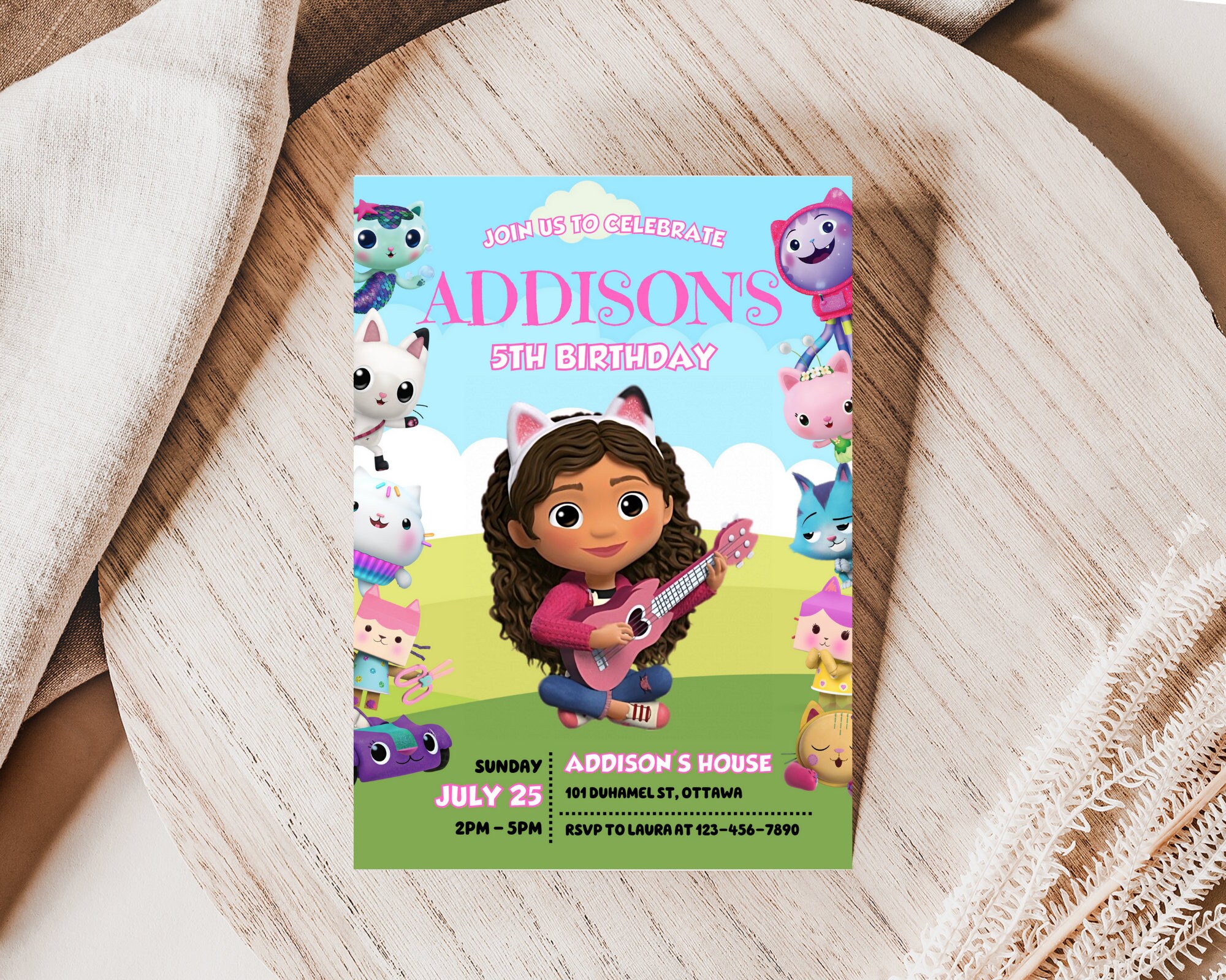 Editable Gabby's Dollhouse Birthday Invitation Template Etsy
