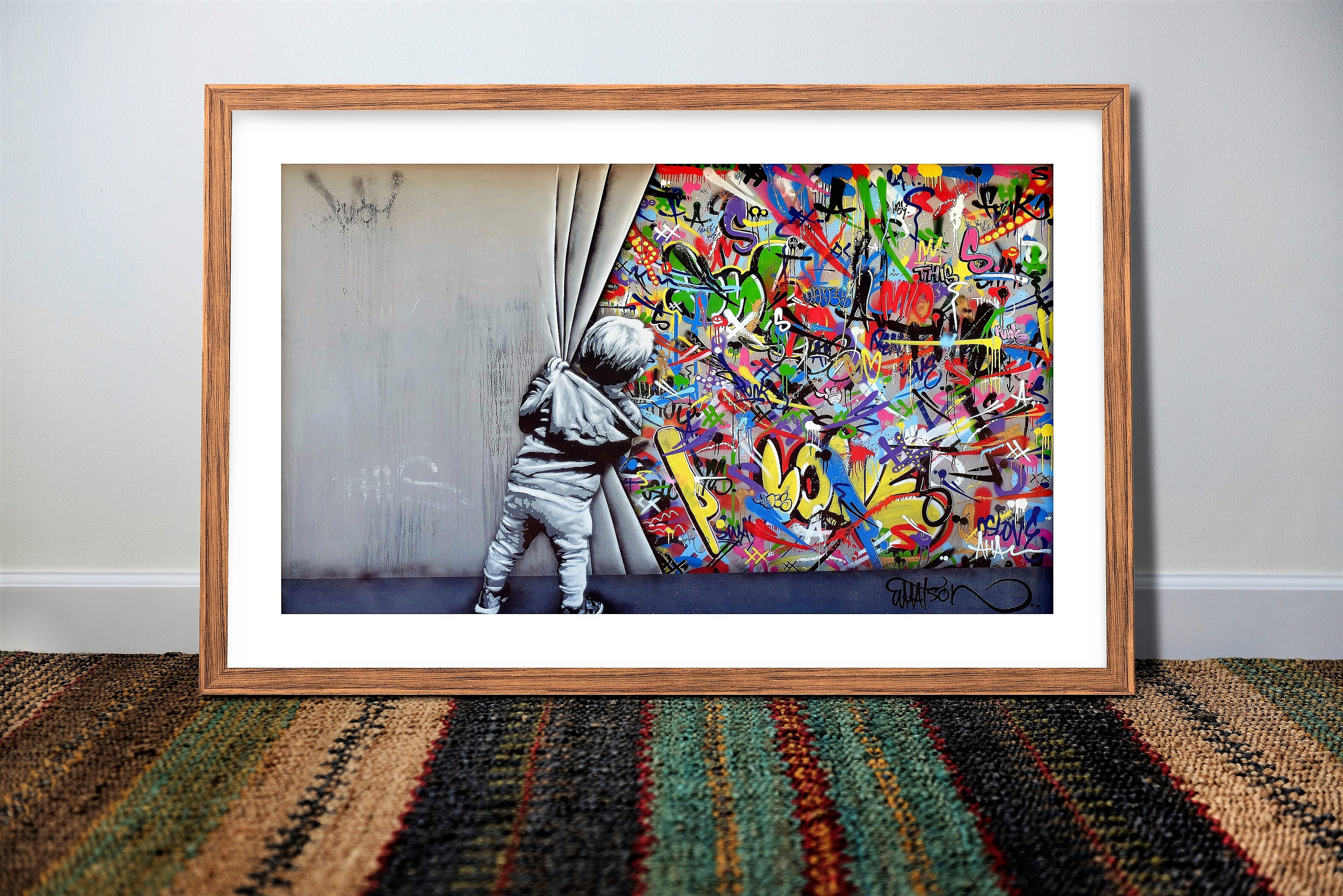 Banksy Wall Art Banks Printable Behind the Curtain Street Etsy