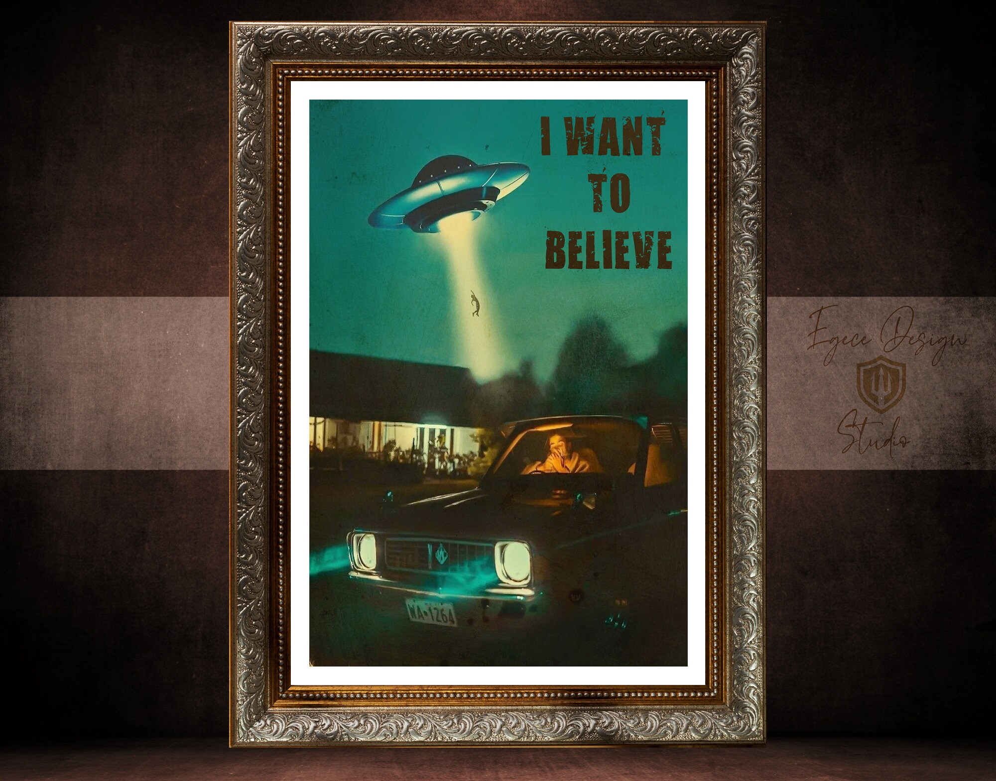 I Want to Believe, Sci-fi Poster, UFO PRINT, I Want to Believe, Sci-fi
