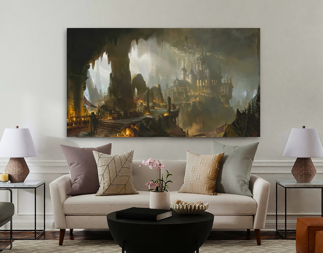 Lotr Wall Art Canvas, Castle Painting, LOTR Canvas, LOTR Painting
