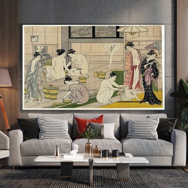Japanese Wall Art, Bathhouse Women Torii Kiyonaga,Kiyonaga Wall Art Canvas,Japanese Art,Japanese Bathhouse, Japanese Fine Art,FINE ART PRINT