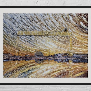 Beltz Kräne Sonnenuntergang Druck-Belfast Docks Sonnenuntergang Plakat-Belfast Kräne Sonnenuntergang Malerei- Harland und Wolff Kranich Kunstwerk-