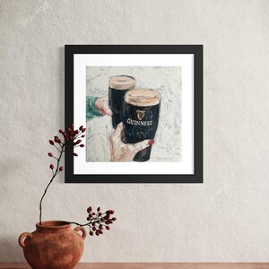 Guinness print - cheers art print - Sláinte art print - Irish bar art - Irish pub print- couple love print - celebration friendship print image 2
