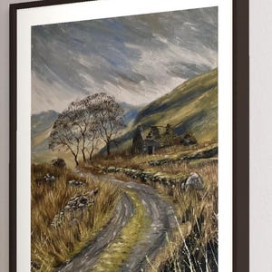 Black Valley County Kerry Ireland painting print - Irish scenic Landscape art print - Irish cottage painting - Irish mountain painting -