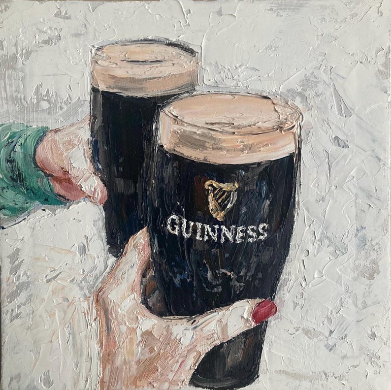 Guinness print - cheers art print - Sláinte art print - Irish bar art - Irish pub print- couple love print - celebration friendship print image 1