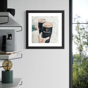 Guinness print - cheers art print - Sláinte art print - Irish bar art - Irish pub print- couple love print - celebration friendship print image 3