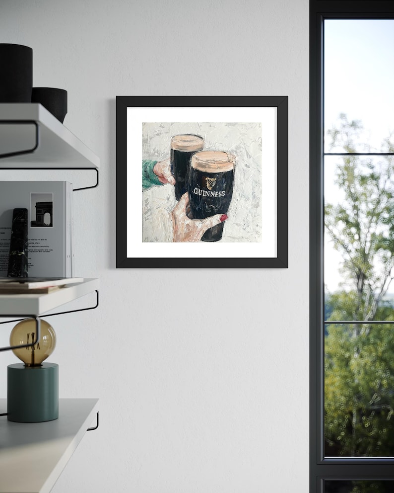 Guinness print - cheers art print - Sláinte art print - Irish bar art - Irish pub print- couple love print - celebration friendship print image 3