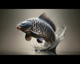 Stunning Digital Carp Artwork - High-Resolution Fishing Wall Art Printable