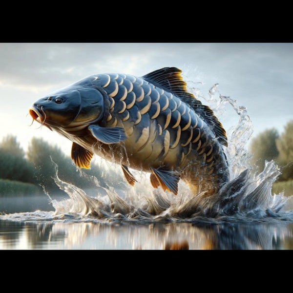 Stunning Digital Carp Artwork - High-Resolution Fishing Wall Art Printable 003