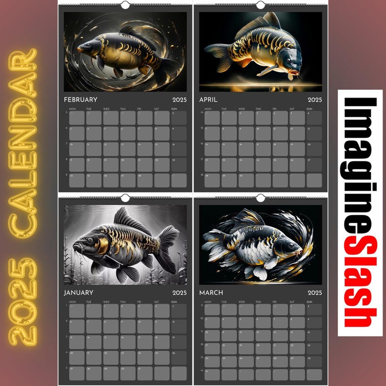 2025 Carp Art Wall Calendar - Stunning Mirror Carp Artwork