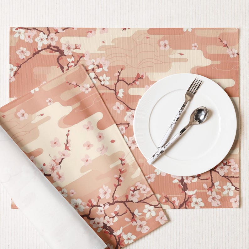 Sakura Placemat Set | Japanese Cherry Blossom Table Decor | Set of 4 ...